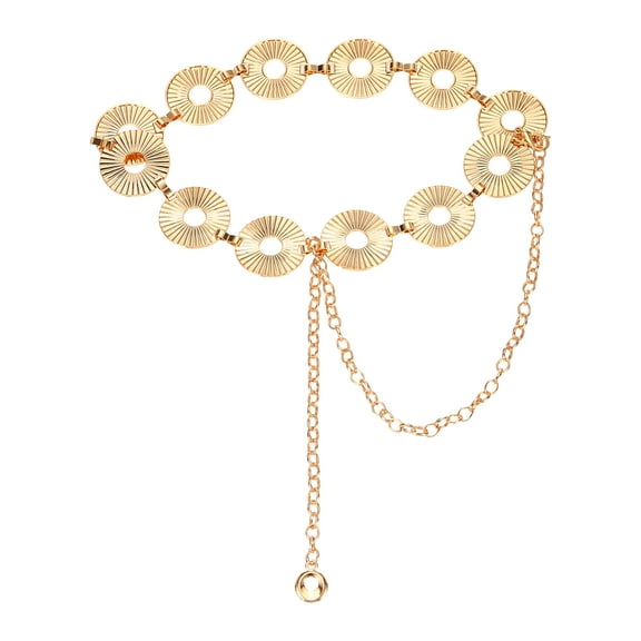 Western Metal Concho Chain Belt, Chain Waist Belts for Women Dresses Jeans Country Concert Outfit, Gold Circle