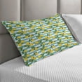thumbnail image 2 of Lemons Quilted Pillowcover, Lemon Blossoms Leaves Citrus on Tree on Striped Background, Standard King Size Accent Pillow Cover for Bedroom, 36" x 20", Seafoam Mustard, by Ambesonne, 2 of 2