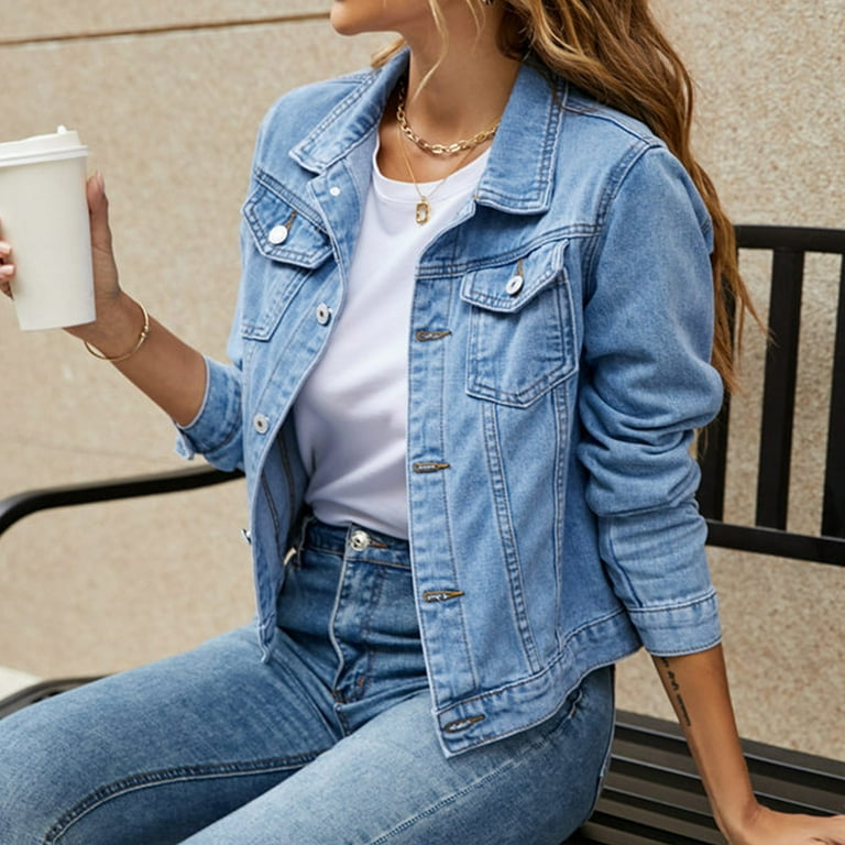 Womens blue hotsell jean jackets sale