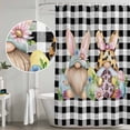 thumbnail image 5 of Easter Gnomes Shower Curtain, Waterproof Shower Curtains for Bathroom, Eggs Rabbit Ears Spring Daisy Buffalo Plaid Washable Fabric Bathtub Curtain Set Bath Decor with 12 Hooks 48"x72", 5 of 8