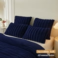 thumbnail image 7 of XeGe Set of 2 Fluffy Faux Rabbit Fur Pillowcases, Cozy Luxury Striped Plush Fuzzy Zippered Pillow Cases, Decorative Shaggy Furry Long Pillow Shams for Bedroom Living Room 20x36, King, Navy Blue, 7 of 7