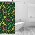 thumbnail image 2 of Shower Curtain, Abstract Cute Lizard Gecko Leaves Waterproof Fabric Plastic Shower Curtain, Drying Fast Bathroom Curtain with 9 Buttonholes, Ruffle Shower Curtain 60x72in, 2 of 8