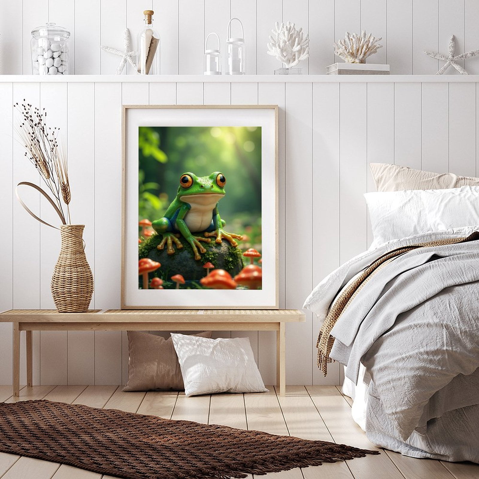 Diamond Art Kit for Adults, Frog On Mossy Rock With Mushrooms Diamond Painting for Adults Beginners, 5D DIY Diamond Art Painting Kits, Colorful Diamond Painting Craft for Home Decor 12x16