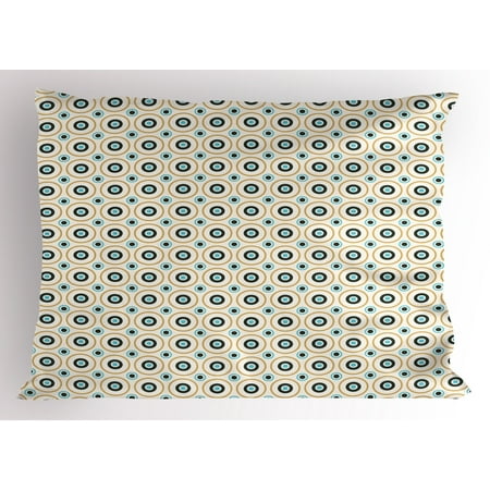 Retro Pillow Sham Circles and Dots Spots in Different Sizes Symmetrical ...