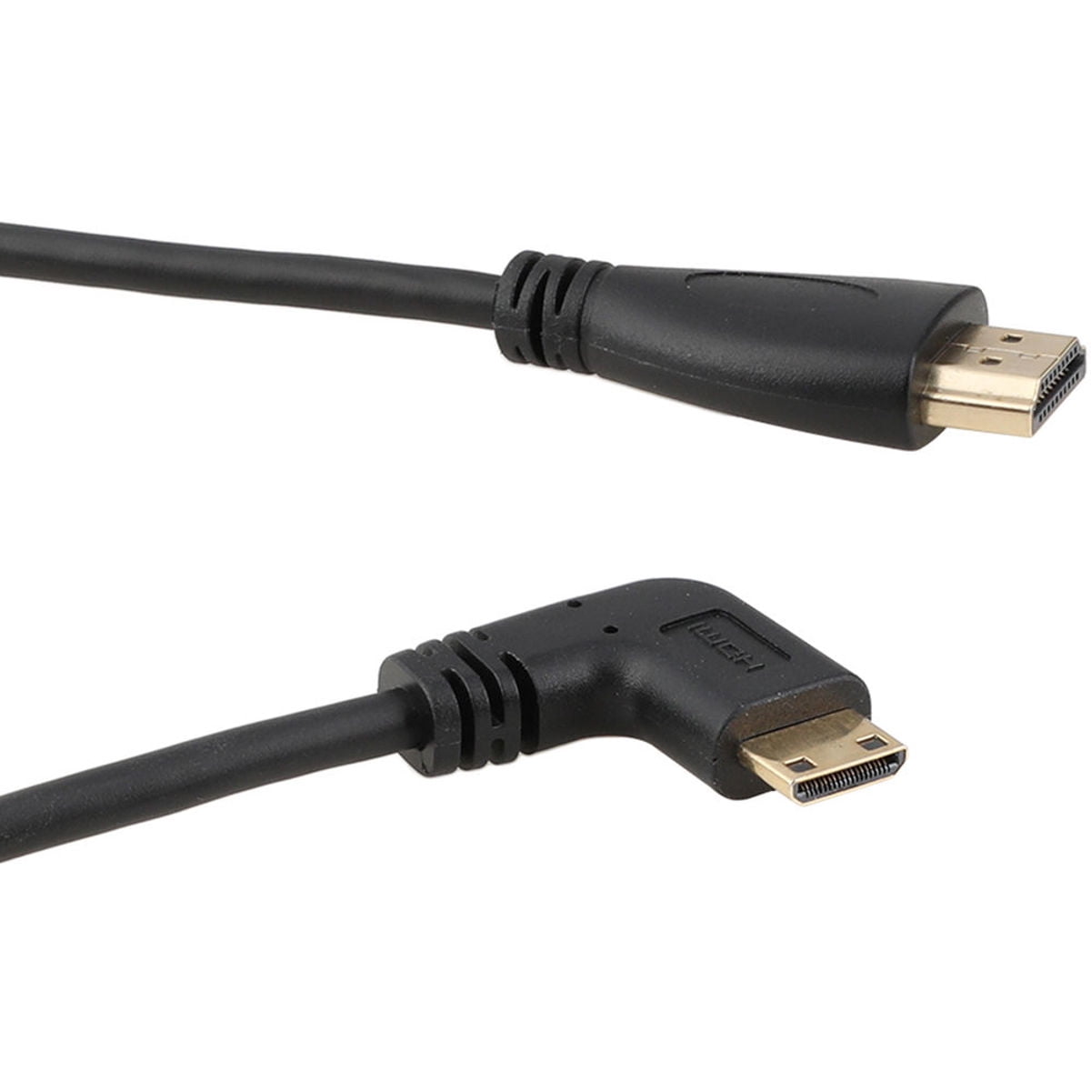 CAMVATE Right-Angle Mini HDMI to HDMI Coiled Cable, 12" to 79"