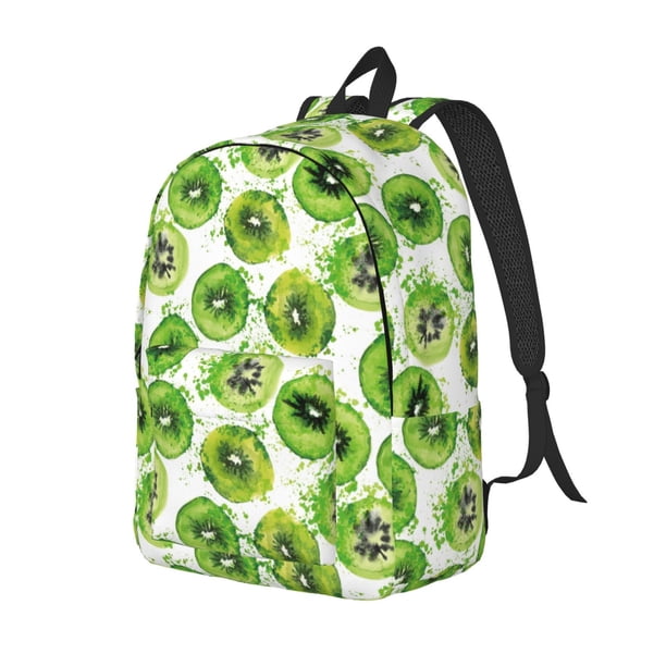Disketp Green Kiwi Mochila de Lona Estampada, Mochila Escolar de Viaje Ligera para Estudiantes y Portátil-Medium