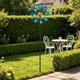thumbnail image 4 of Molino de viento giratorio de hierro para jardín | Molinillo de viento de 8 pétalos que gira con la brisa natural | Adorno vintage de metal para patio, césped, jardín y ambiente exterior, 4 of 6