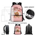 thumbnail image 6 of Uourmeti Large Storage Backpack for School Shopping, 17 Inch Smooth Zipper School Travel Bag, Cat Lover Floral Wreath, 6 of 6