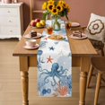 thumbnail image 2 of Coastal Blue Octopus Table Runner 72 Inches, Summer Nautical Marine Life Leaves Bed Runner Dresser Scarves Tabletop for Indoor Outdoor Parties/Ceremony/Banquet, 18" x 72", 2 of 9