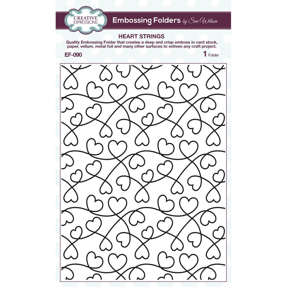 Creative Expressions Embossing Folder By Sue Wilson Heart Strings