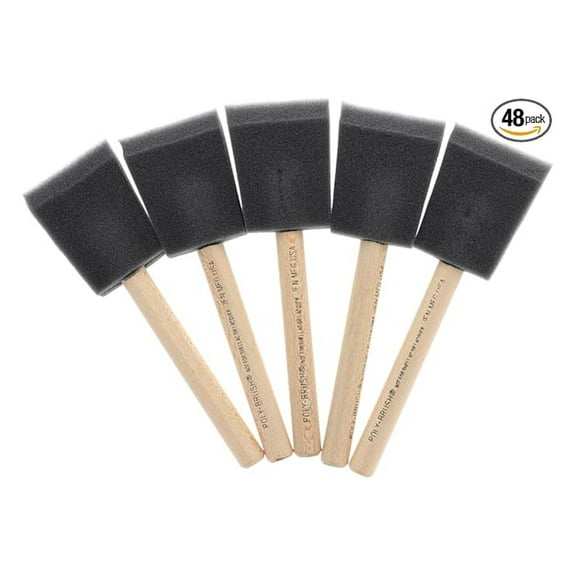 48-Pack 2 Inch Angled Paint Brushes - Jen 4253 Poly-Brush for Enamel, Latex, Stain & Varnish - Wood Handle, Foam Applicators, No Brush Marks