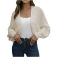 thumbnail image 2 of Yuwull Women's Cardigan Shrugs Long Bats Sleeve Knitted Cropped Boleros Open Front Casual Elegant Cardigans for Dresses, 2 of 4