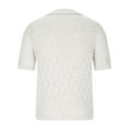 thumbnail image 3 of ZQUUVOU Men's Knit Short Sleeve Casual Fashion Solid Color Short Sleeve Turndown Collar Blouse Shirt B-White, 3 of 5