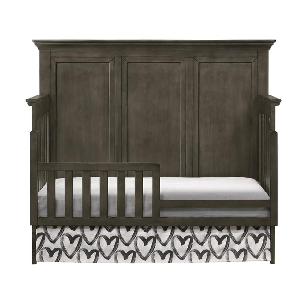 Pemberly Row Rubberwood & Select Hardwood Transitional Toddler Rail in Gray