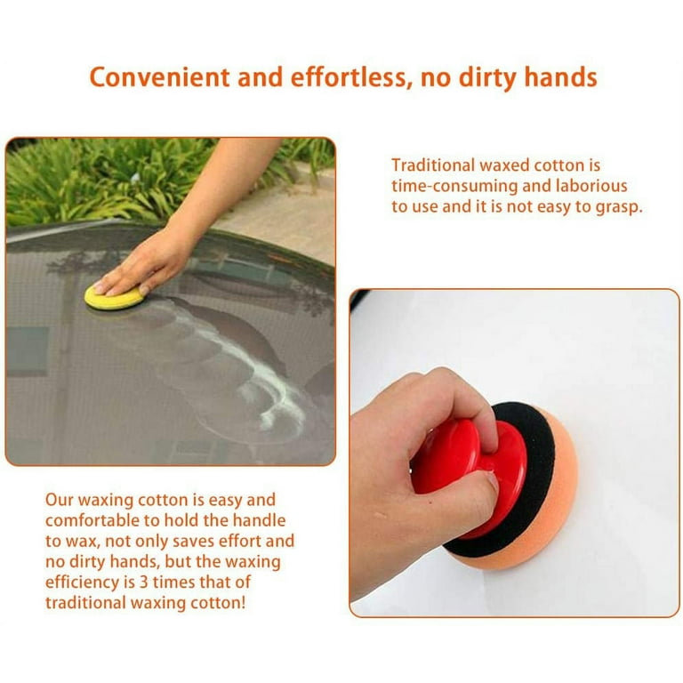 Car Hand Wax Applicator Pad Kit Grip + 3 Sponge Foam Pad For Tire