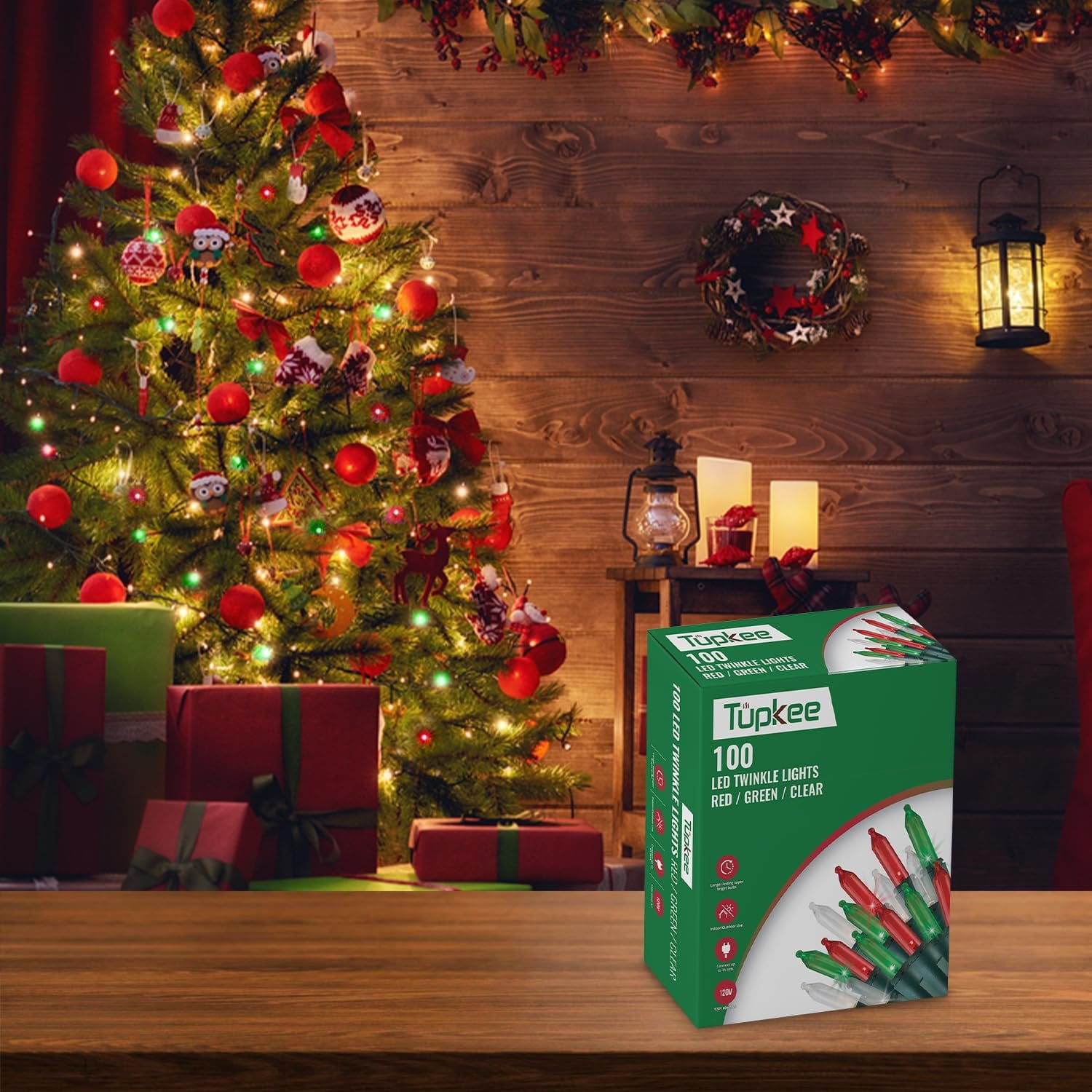 Christmas LED Random Twinkle Lights - 16 of 100 Bulbs Twinkle - LED Red, Green, and Cool White Christmas Tree Lights - Indoor Outdoor  24.75 Feet Light String, Sparkling Twinkling Holiday Decor