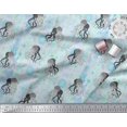 thumbnail image 3 of Soimoi Velvet Fabric Texture & Jellyfish Ocean Print Fabric by the Yard 58 Inch Wide, 3 of 4