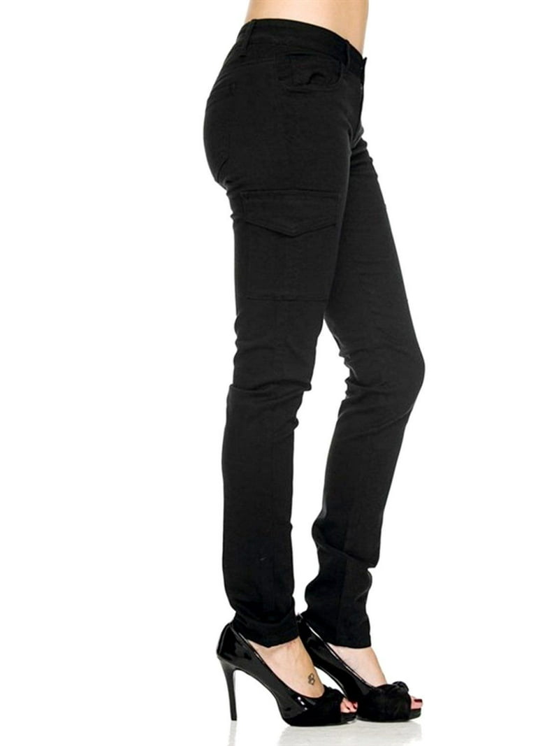WAX JEAN Women's PREMIUM Stretch Solid Skinny TWILL Cargo