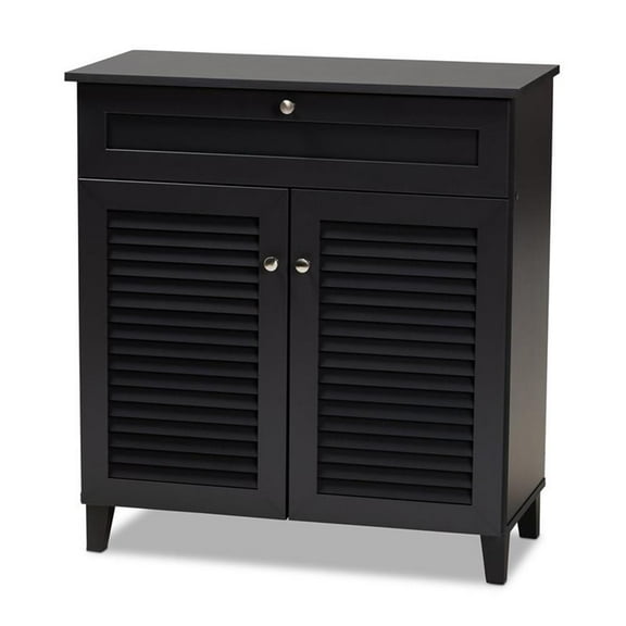 Bowery Hill Wood 4-Shelf and Drawer Shoe Cabinet in Dark Gray