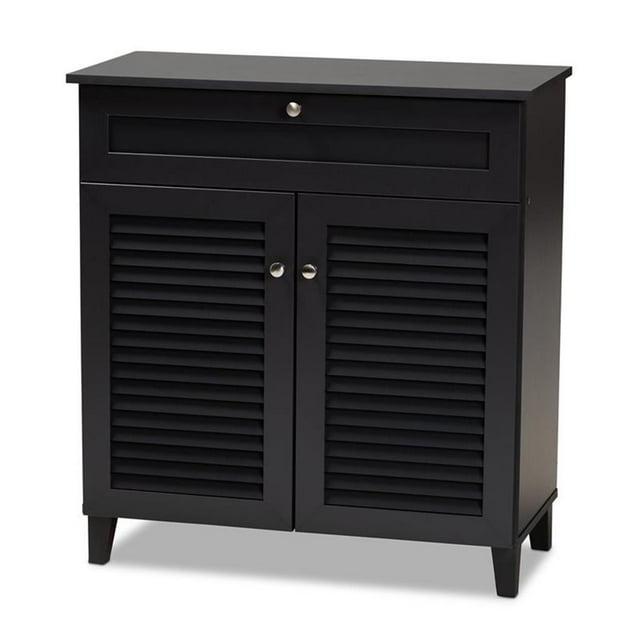 Bowery Hill Wood Dark Gray Shoe Cabinet Rectangular Unassembled