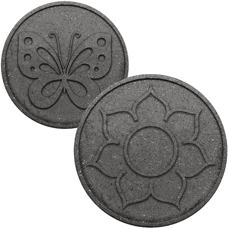 GroundSmart 14” Dual-Sided Stepping Stone for Walkway Flower and Butterfly Design – 3 Pack