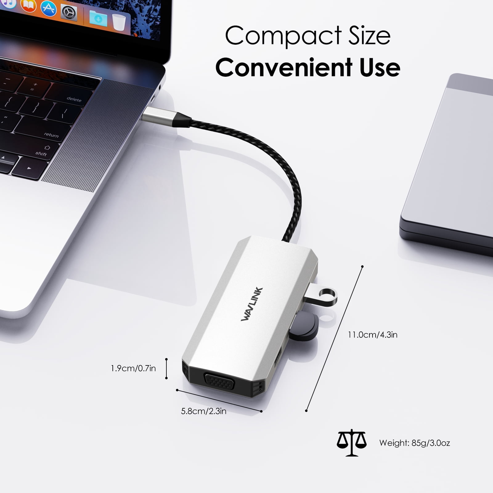 WAVLINK USB C Laptop Docking Station Quad Monitor, 7-IN-1 Multiport Adapter with dual 4K HDMI, 4K DP, VGA, 3xUSB2.0, For Dell/HP/Lenovo/Thinkpad, Compatible with Mac/Windows/Chrome OS/Linux/Android
