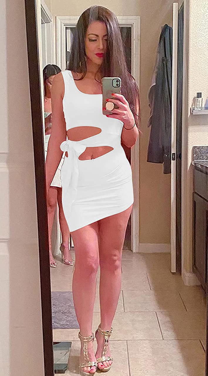 GOBLES Womens Sexy Bodycon Cut Out Sleeveless Outfit Mini Club Tank Dress -  Walmart.com