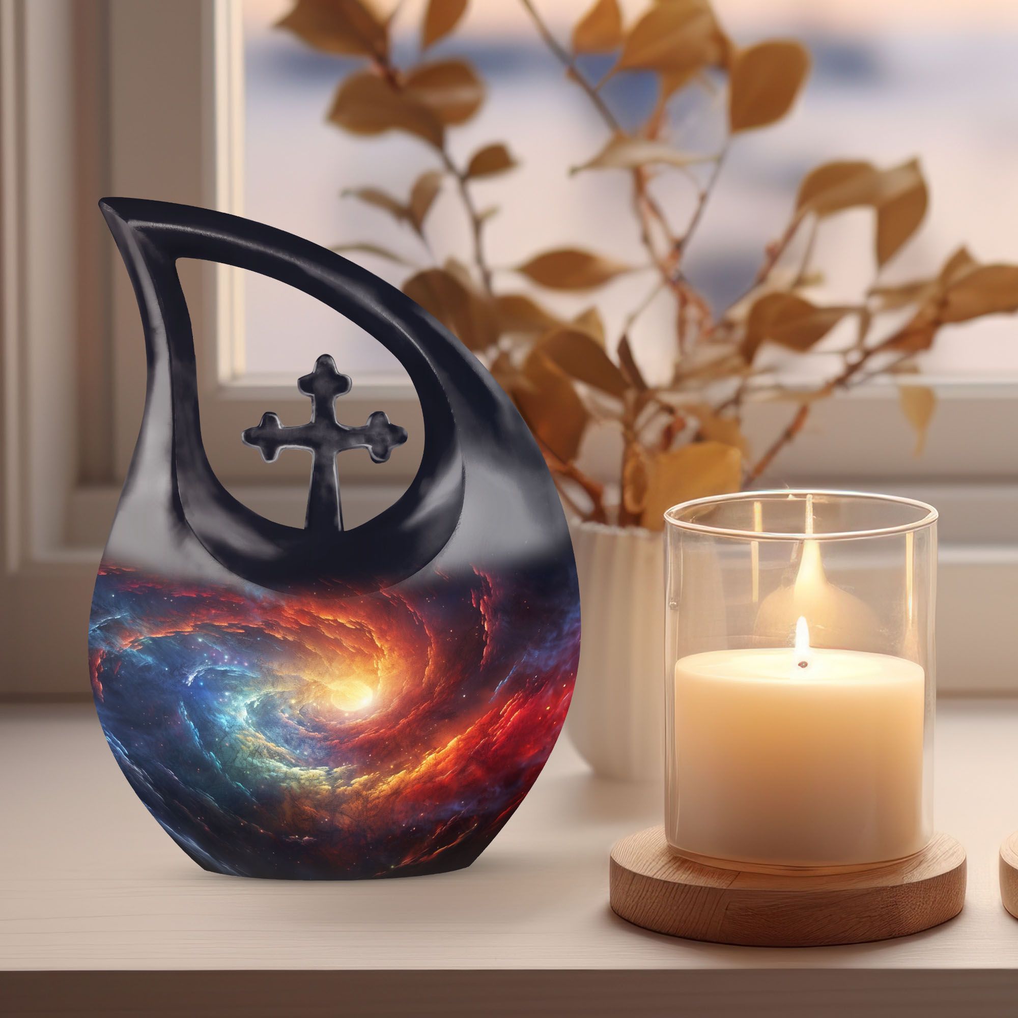 MUKTIVE Galaxy Urn for Ashes - Tear Drop Urns for Human Ashes - 10 Large Galaxy Design Urn - largeFor Women & Men