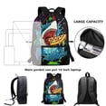 thumbnail image 6 of Uorisanigo Pizza Shark Backpack School Bags for Kids Children, Large Capacity Elementary School Bag Travel Backpacks Preschool Casual Daypack with Adjustable Padded Straps(17 inch), 6 of 6