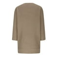 thumbnail image 5 of Womens Baggy Sweater Tops Round Neck Loose Fit 3/4 Sleeve Solid Color Knit Pullover Lightweight Blouses Plus Size (X-Large, Khaki), 5 of 6