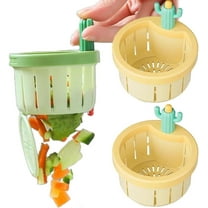 Summercome Cactus Kitchen Sink Drain Strainer, Press Automatic Dumping Basket, Kitchen Waste Collector Filter, Multi-Functional Home Use Cactus Sink Draining Basket, Filter Net Lifting Basket (Yellow)