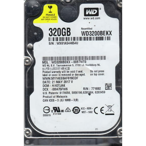 WD3200BEKX-00B7WT0, DCM HHOTJAK, Western Digital 320GB SATA 2.5 Hard Drive