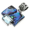 thumbnail image 2 of Blue Topaz New Zealand Paua Abalone Shell 925 Sterling Silver Pendant, 1 7/8", 2 of 4