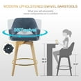thumbnail image 6 of Zesthouse 26.8″ Swivel Counter Height Bar Stools Set of 2, Upholstered Linen Bar Stools with Back and Wood Legs, Mid Century Modern Barstool Island Chairs for Kitchen Counter, Blue, 6 of 14