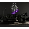 thumbnail image 2 of Glowneon Ghost Surfing Skateboard Neon Sign, Halloween party Decor, 2 of 4