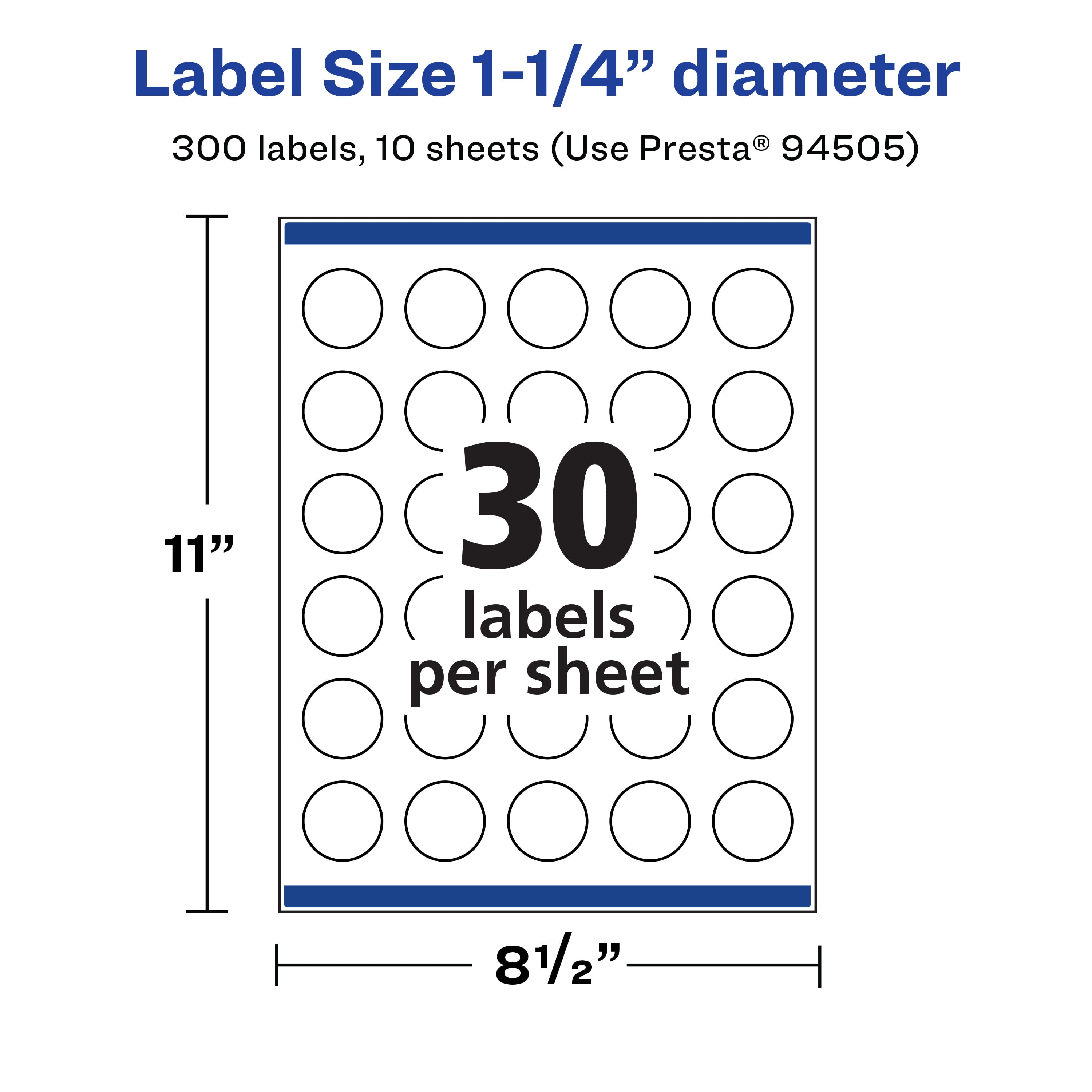 Avery 1-1/4" Diameter Waterproof Round Labels, 300 Labels