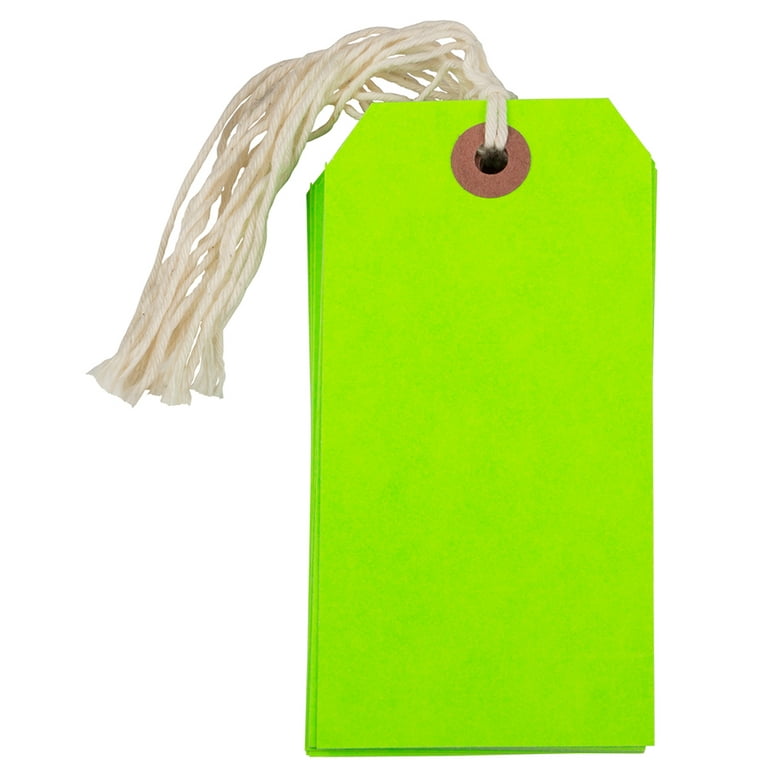  JAM PAPER Gift Tags with String - Medium - 4 3/4 x 2 3/8 -  White - Bulk 100/Pack : Health & Household