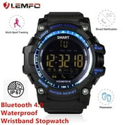 LEMFO EX16 Smart Watch Sports Bluetoot h 4.0 Waterproof Wristband Stopwatch IP67 Waterproof 5ATM Smartwatch + SMS/Call Notify/ Pedometer/Smart Alarm + 1 Year Battery (Ocean Blue)