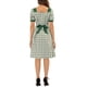 thumbnail image 3 of INSPIRE CHIC Vestido Midi de Cuello Cuadrado de Verano para Mujer con Contraste y Manga Corta A-Line a Cuadros Verde M, 3 of 5