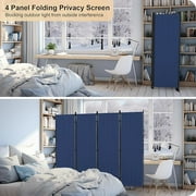 4 Panel 88 W Portable Room Dividers and Folding Privacy Screens Portable Wall For Office,Blue
