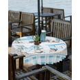 thumbnail image 2 of Fsddascl Coastal Summer Beach Outdoor Tablecloth - 54 Inch Round Dining Table Cover, Wood Grain Blue White Plaid Waterproof Outdoor Table Cloth with Umbrella Hole & Zipper for Picnic/Patio/Party, 2 of 7