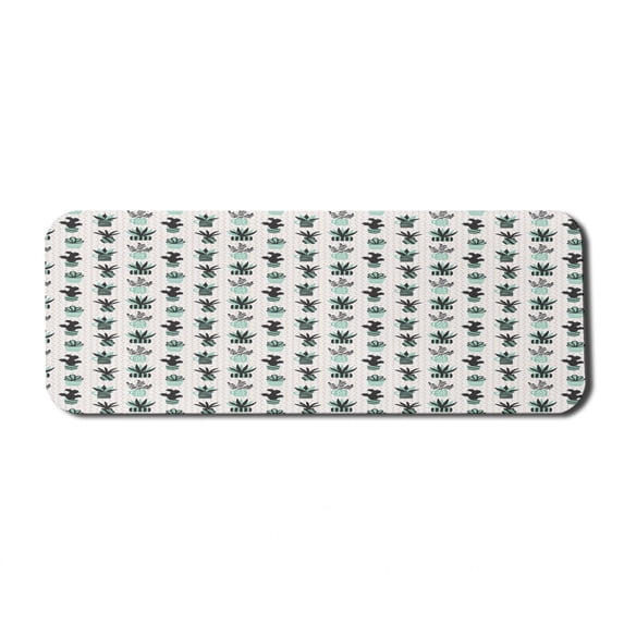 Floral Computer Mouse Pad, Succulents and Houseplants in Vases Drawn by Hand, Rectangle Non-Slip Rubber Mousepad Large, 31" x 12" Gaming Size, Multicolor, by Ambesonne