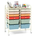 thumbnail image 1 of Gymax Chariot Roulant de Bureau 12 Tiroirs de Rangement Bacs d'Organisateur de Studio Papier pour Scrapbooking Macaron, 1 of 10