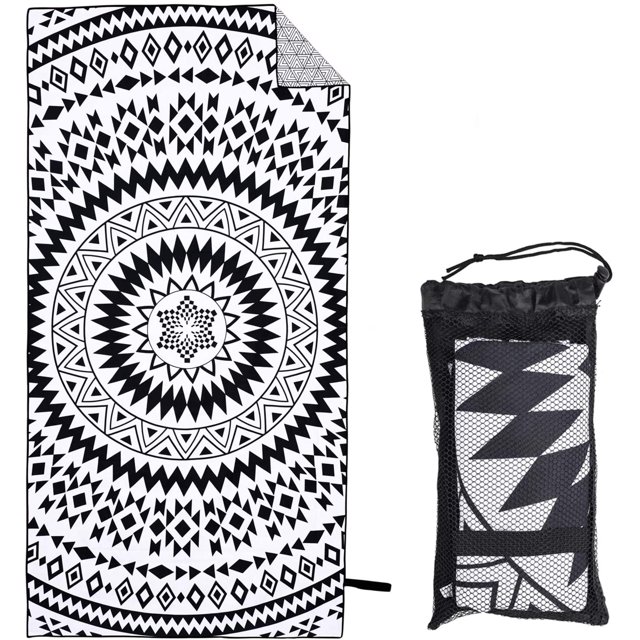 Beach Towel, 63"×31" Quick Drying Absorbent Oversized Microfiber Beach Towels, Sand Free Lightweight Pool Towel with Two Side Printed Pattern for Swimming, Bath, Yoga, Pool,