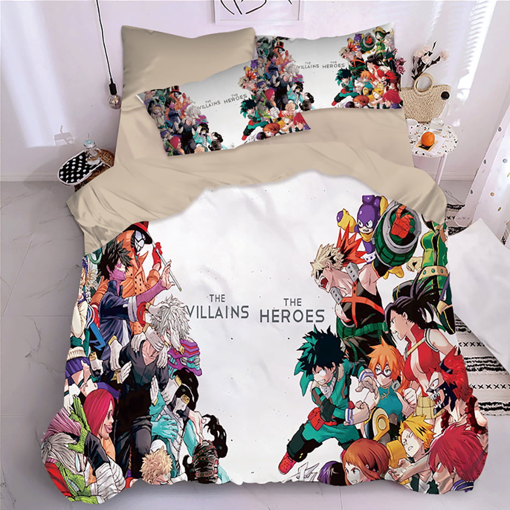 Cartoons 3D Printing Bedding Sets Anime Quilt Cover Twin 3 Piece Cartoon Bed Set for Kids Teens