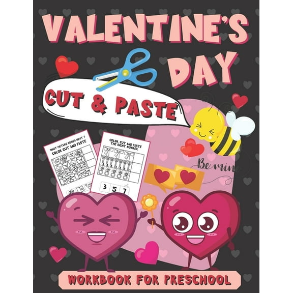 Valentine's Day Cut & Paste Workbook for Preschool: Scissor Skills Activity Book for Kids Ages 3-5, (Paperback)