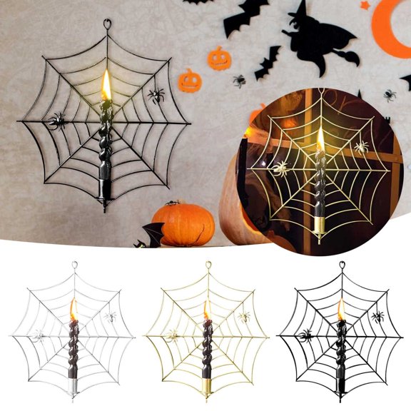 Halloween Metal Spider Web Candlestick, Halloween Decoration, Halloween Outdoor Decoration, Haunted House Props, Festival Atmosphere Props