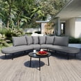 thumbnail image 3 of Harper & Bright Designs Outdoor Half Moon Patio Sofa with Coffee Table, All Weather Iron Frame Curved Conversation Seating Set with Padded Seats and Backrest Cushions for Backyard Garden, Gray, 3 of 12