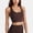 Brown, variant on Women's Scoop Neck Sports Bra Top with Wide Straps and Soft Stretch Fit - Large, Light Blue