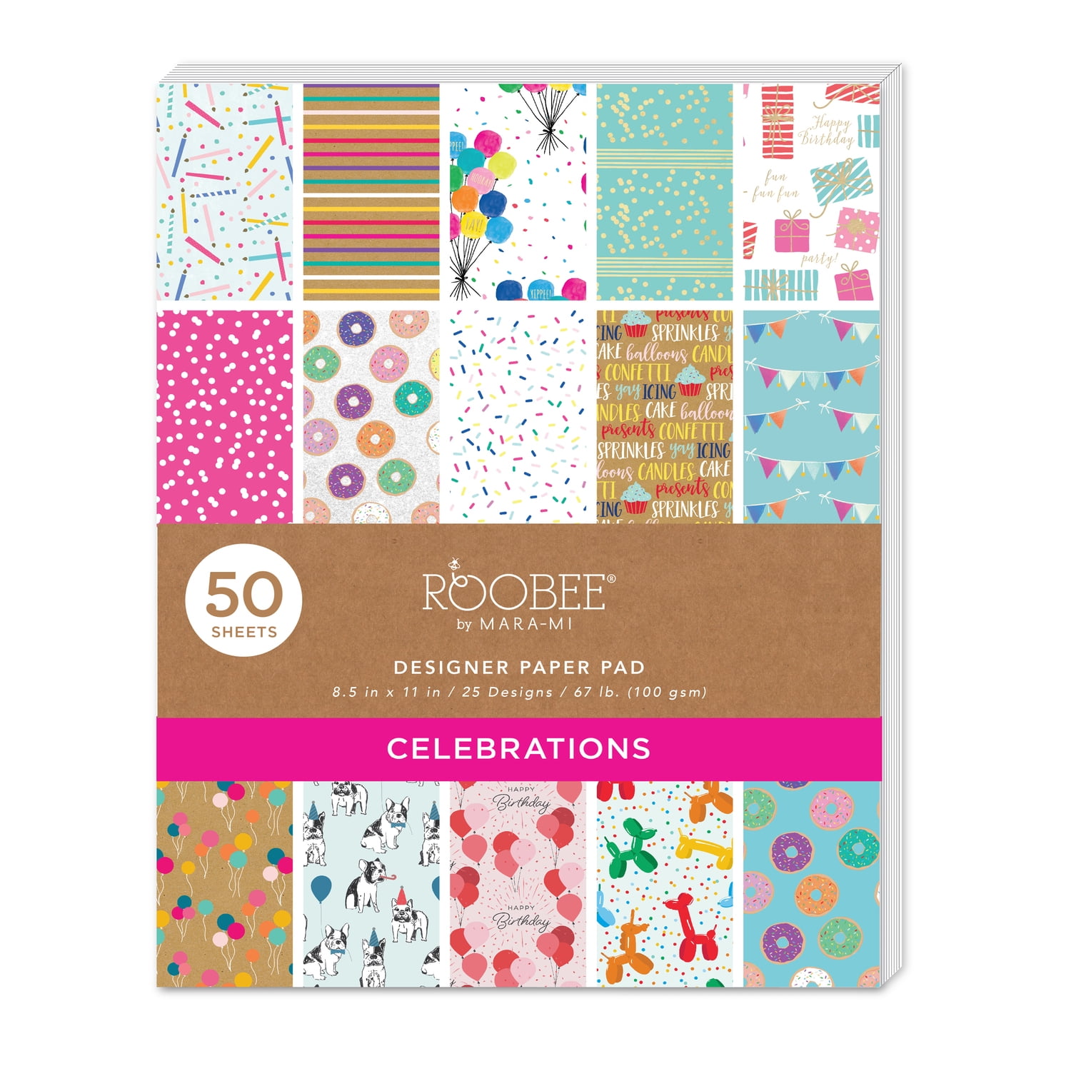 (2 pack) Roobee by Mara Mi Celebrations Paper Pad  8.5" x 11" - 24 lb/ 110 GSM, 50 sheets